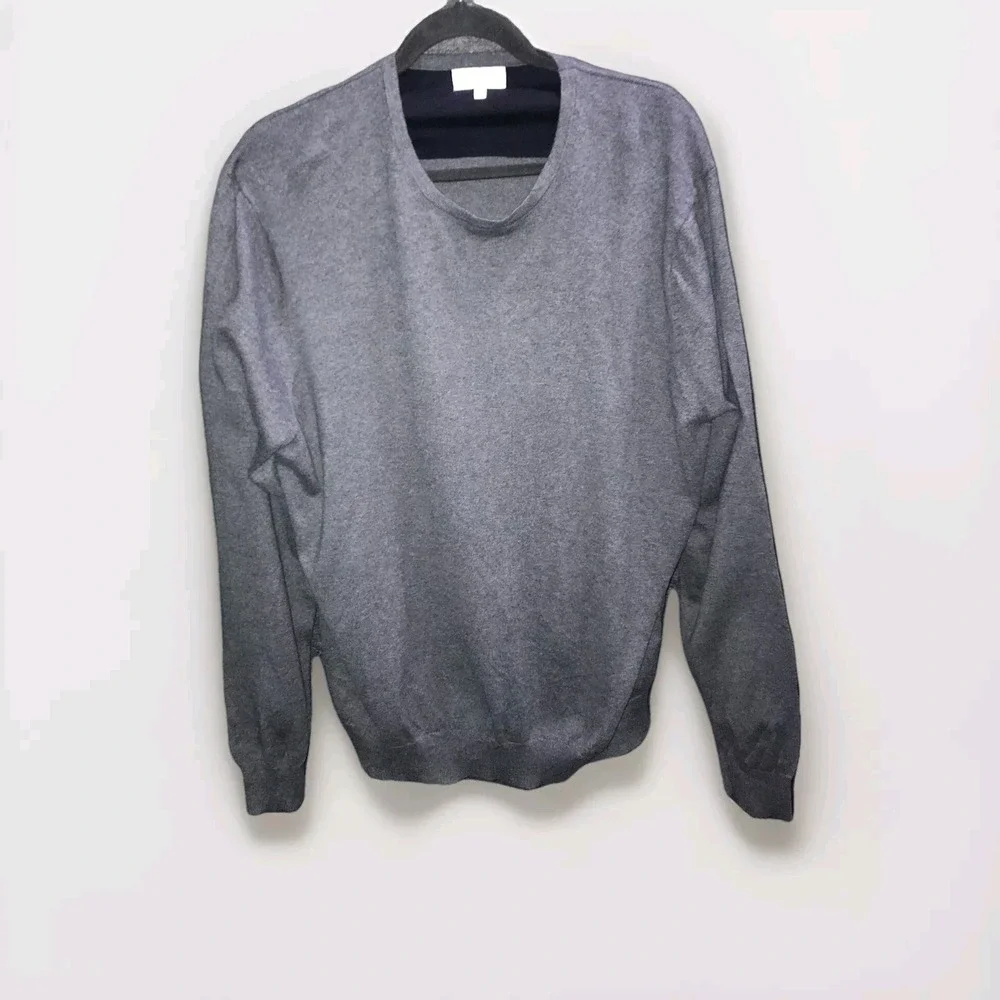 Hickey Freeman Mens Sweater XL Dark Gray Pullover 95% Cotton 5% Cashmere Blend